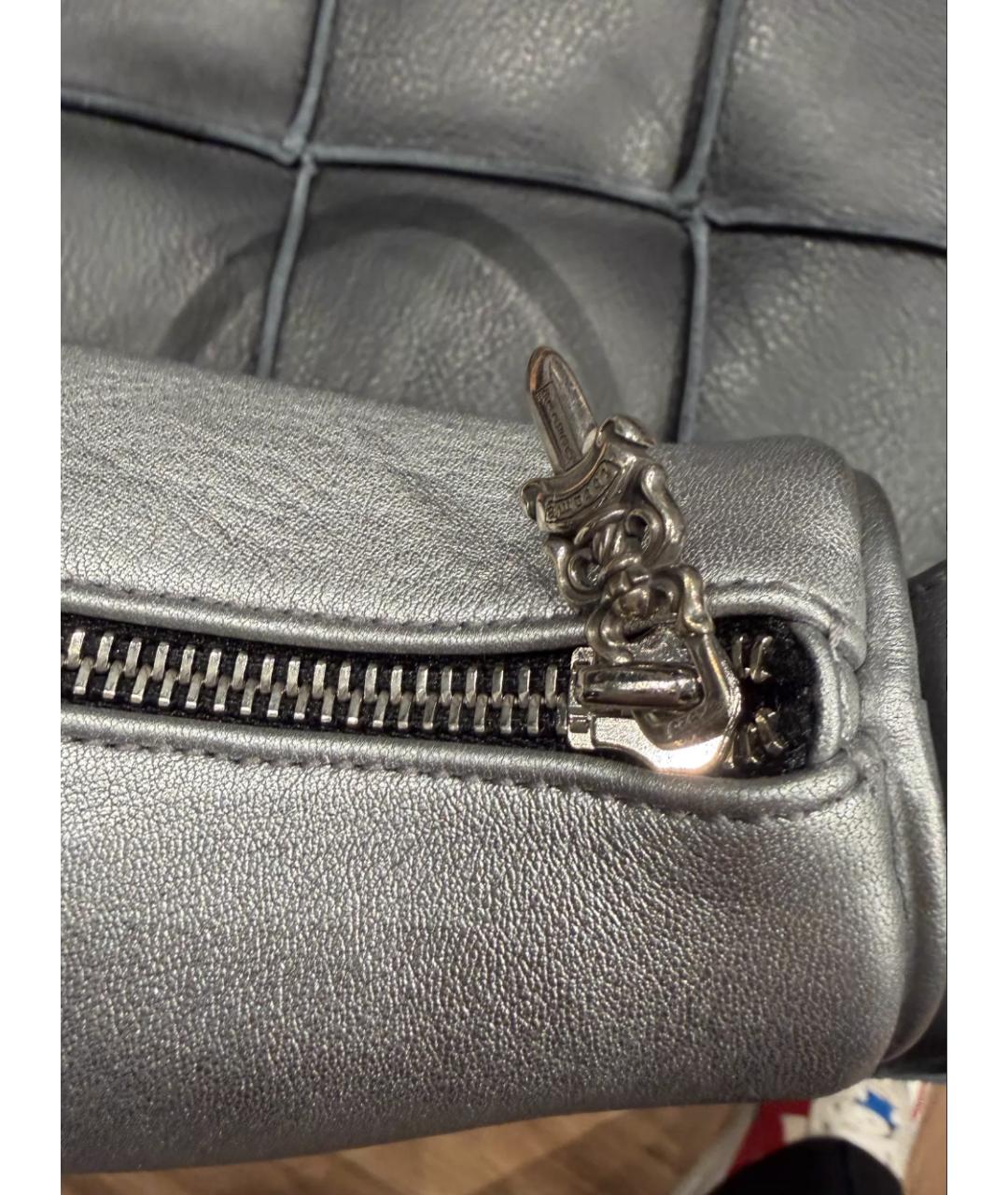 CHROME HEARTS Серебряная кожаная сумка с короткими ручками, фото 4