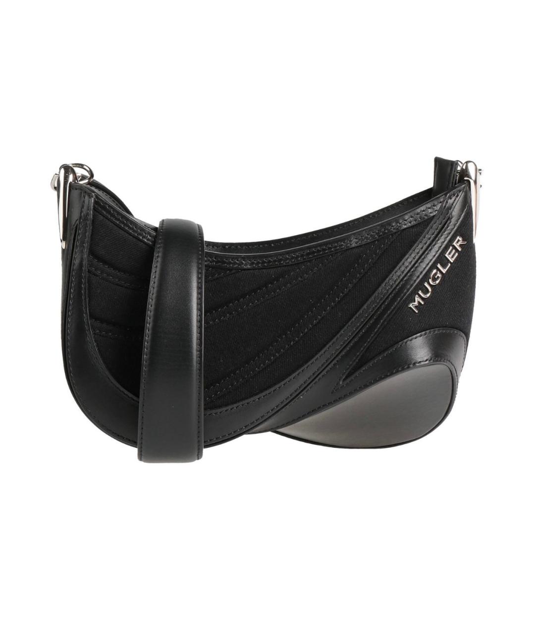 MUGLER Черная тканевая сумка через плечо, фото 4