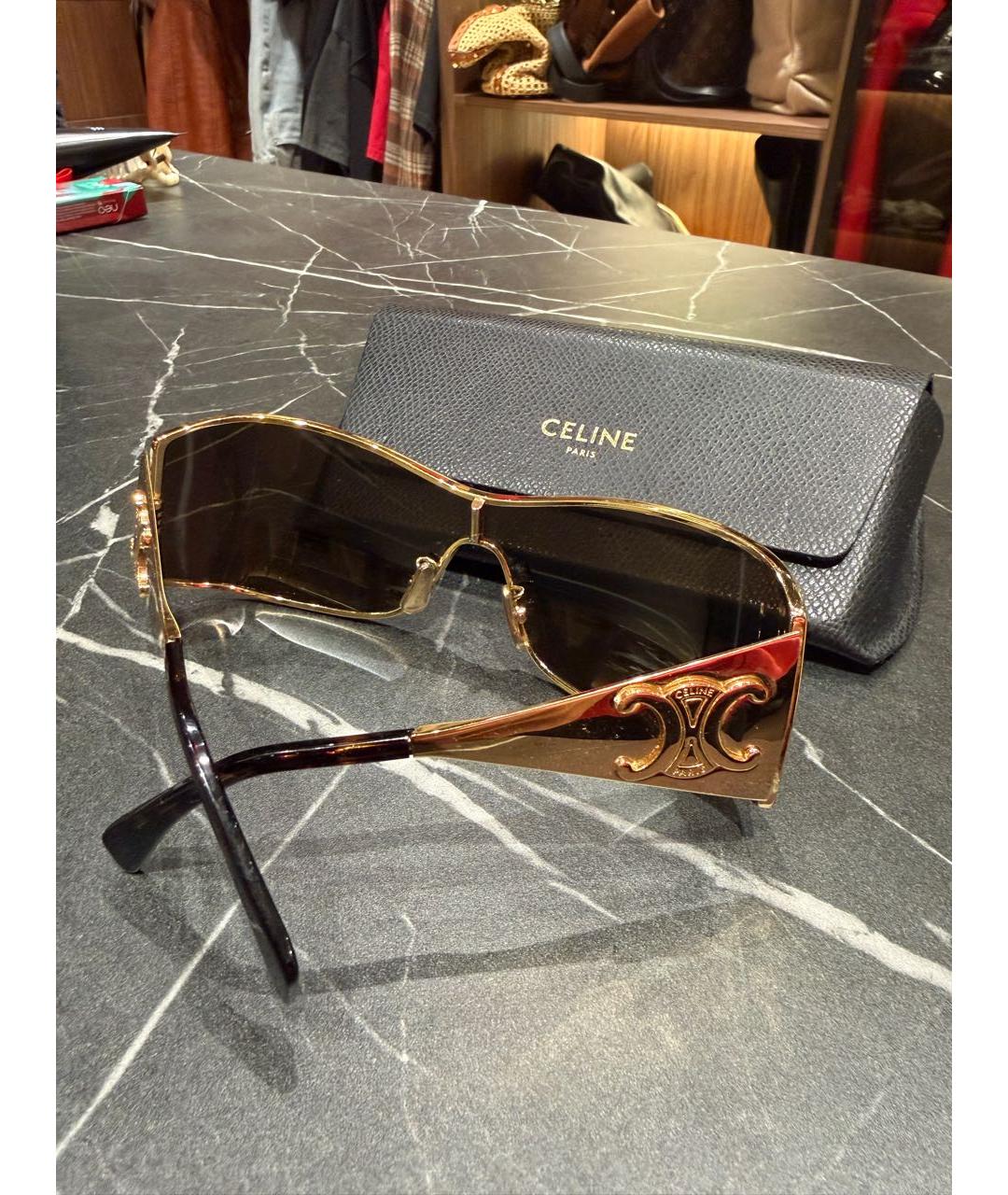 CELINE Коричневые металлические солнцезащитные очки, фото 2