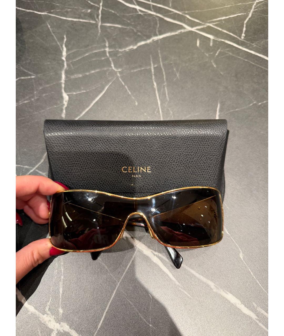 CELINE Коричневые металлические солнцезащитные очки, фото 5