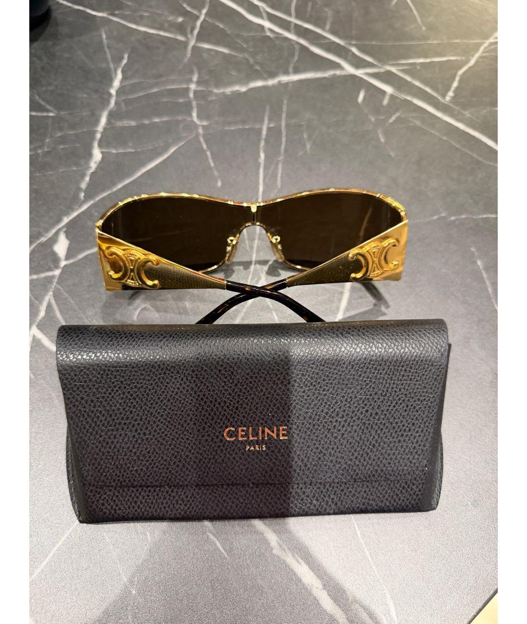 CELINE Коричневые металлические солнцезащитные очки, фото 3