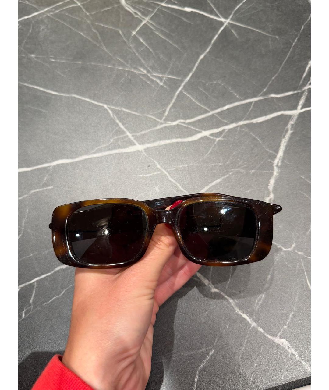 CHRISTIAN DIOR Коричневые пластиковые солнцезащитные очки, фото 5