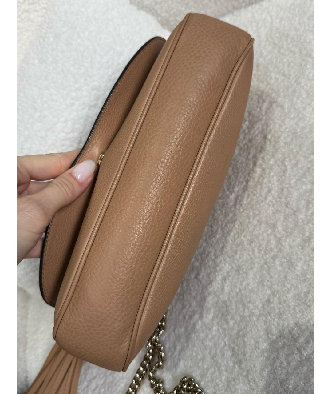 GUCCI Бежевая кожаная сумка через плечо, фото 7