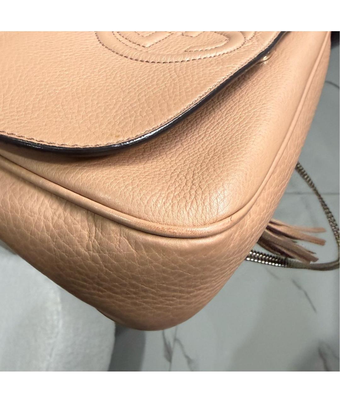 GUCCI Бежевая кожаная сумка через плечо, фото 5