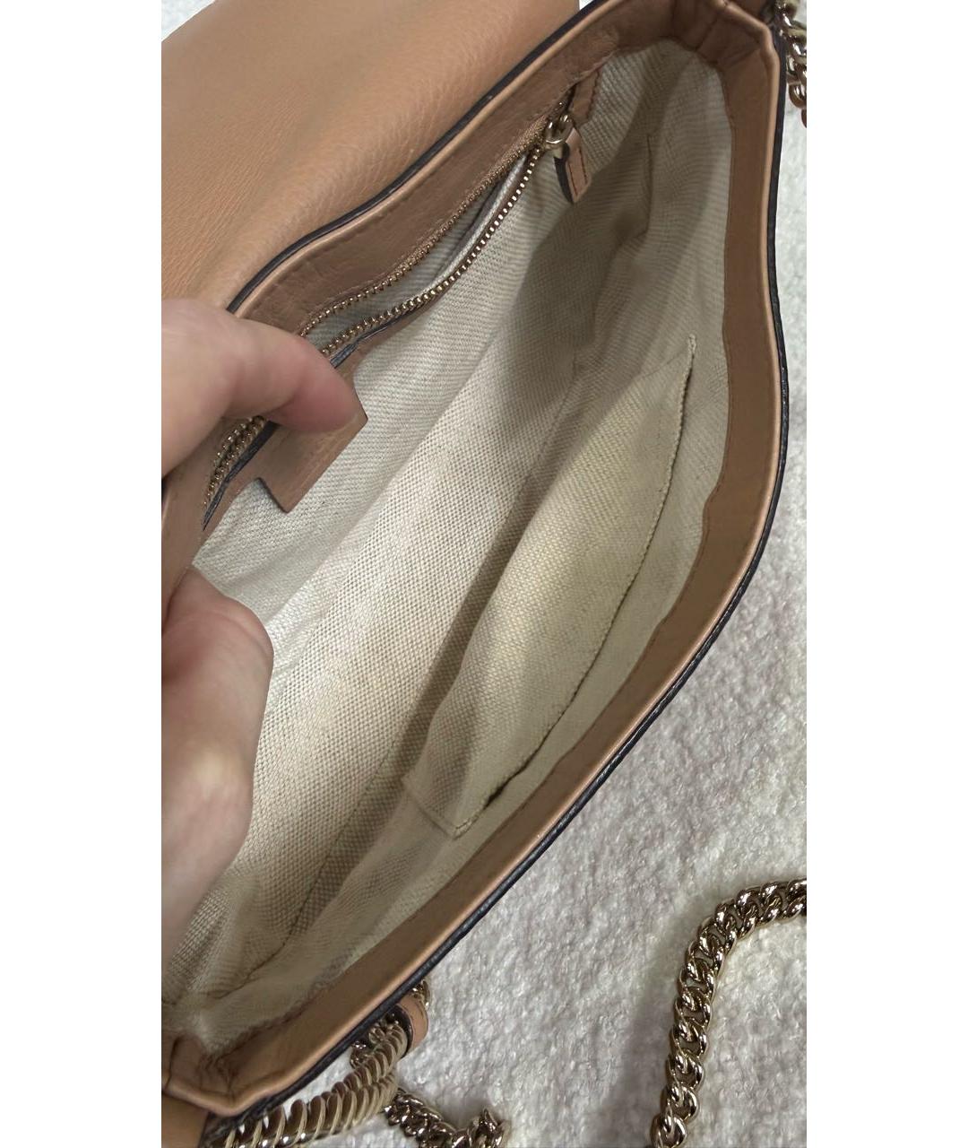 GUCCI Бежевая кожаная сумка через плечо, фото 3