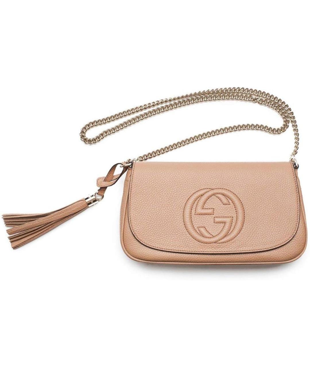 GUCCI Бежевая кожаная сумка через плечо, фото 9