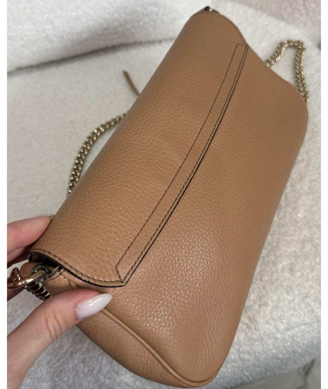 GUCCI Бежевая кожаная сумка через плечо, фото 8