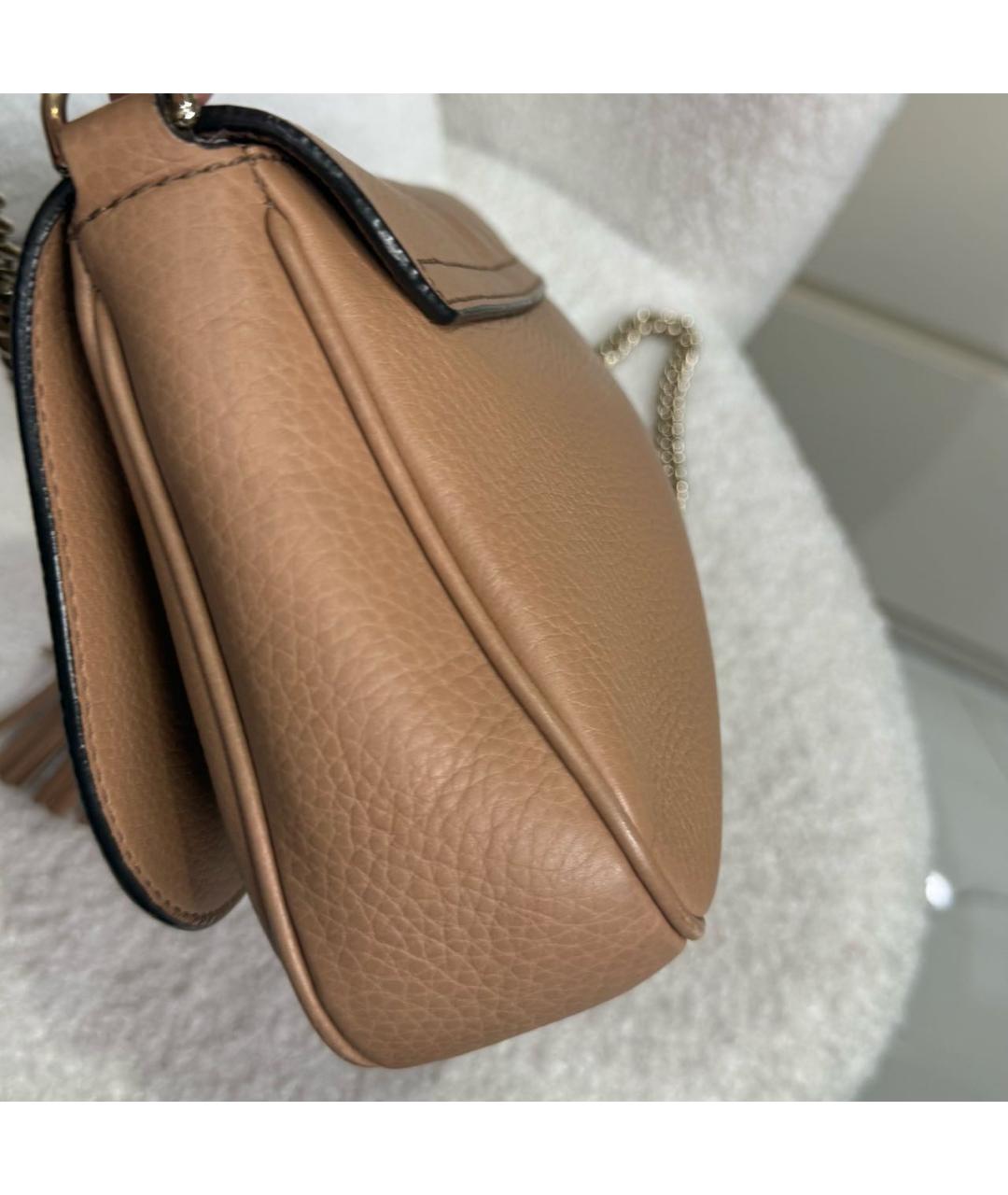GUCCI Бежевая кожаная сумка через плечо, фото 6