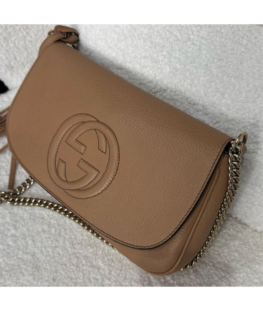 GUCCI Бежевая кожаная сумка через плечо, фото 2