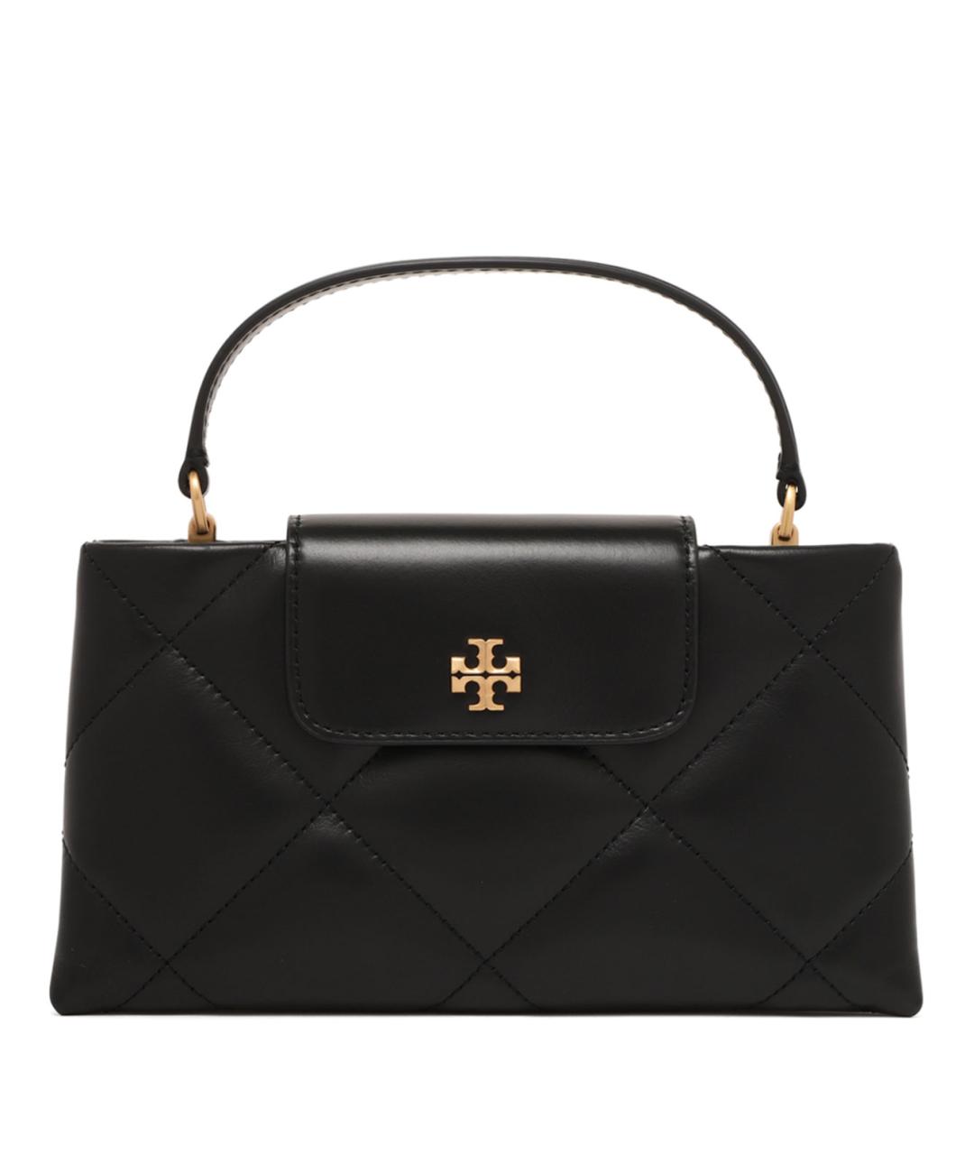 TORY BURCH Черная кожаная сумка с короткими ручками, фото 1