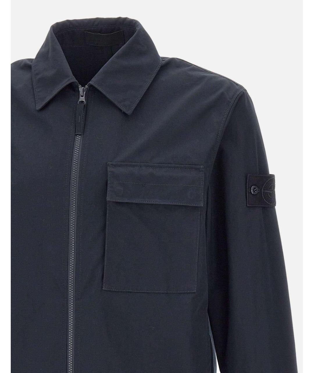 STONE ISLAND Темно-синяя хлопковая куртка, фото 3