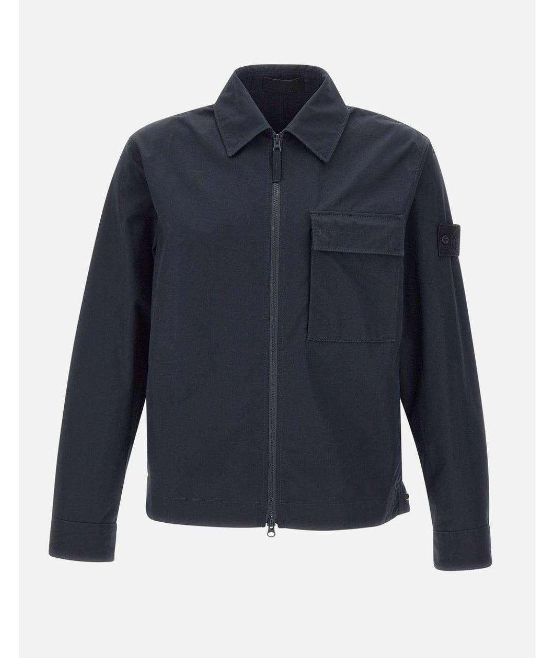 STONE ISLAND Темно-синяя хлопковая куртка, фото 4