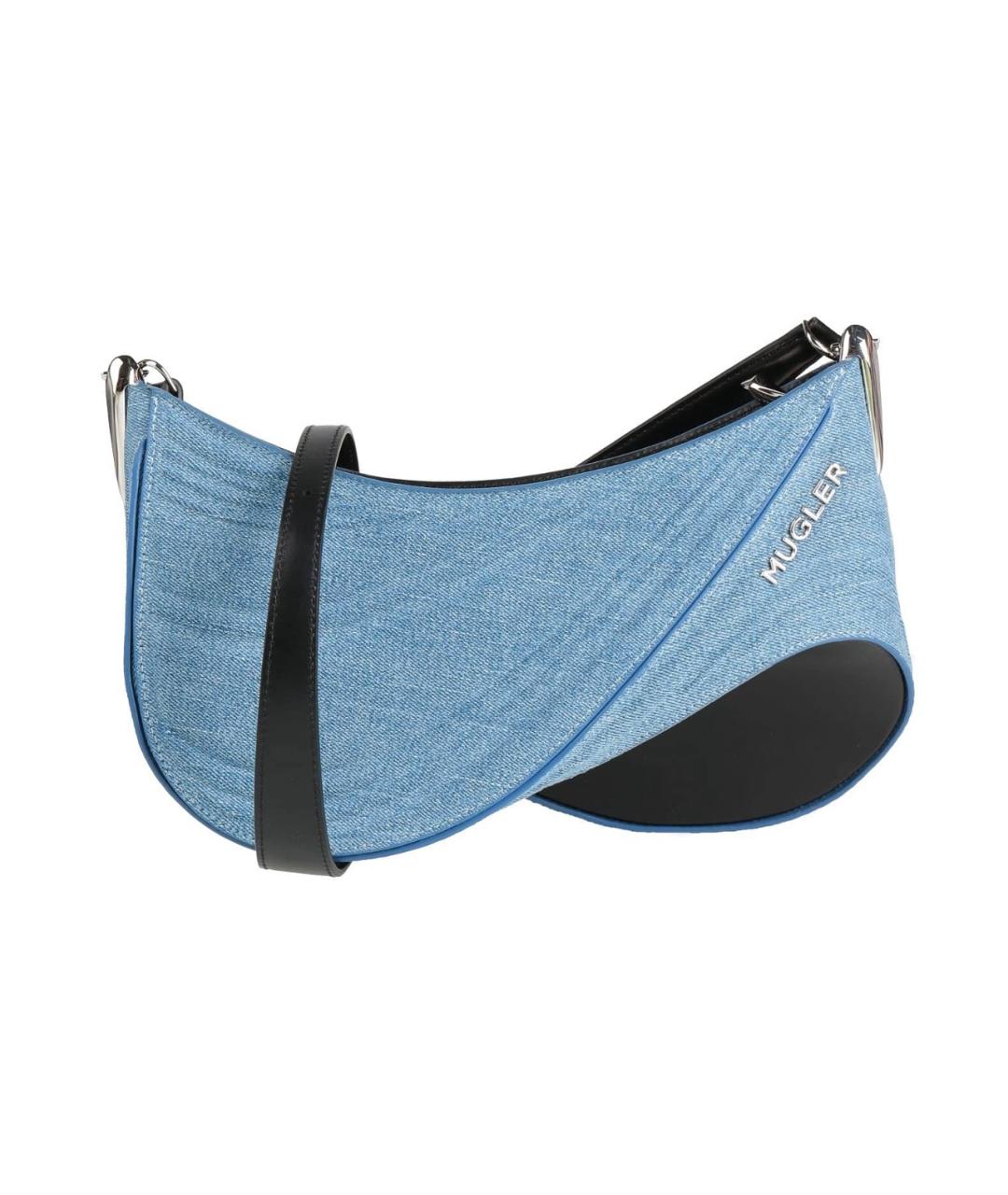 MUGLER Голубая тканевая сумка через плечо, фото 3