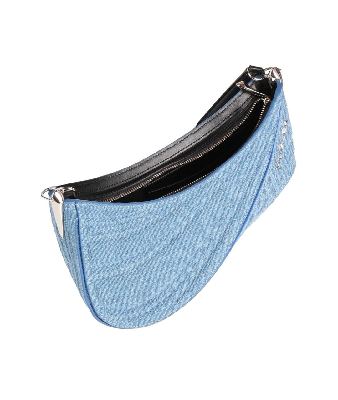 MUGLER Голубая тканевая сумка через плечо, фото 2