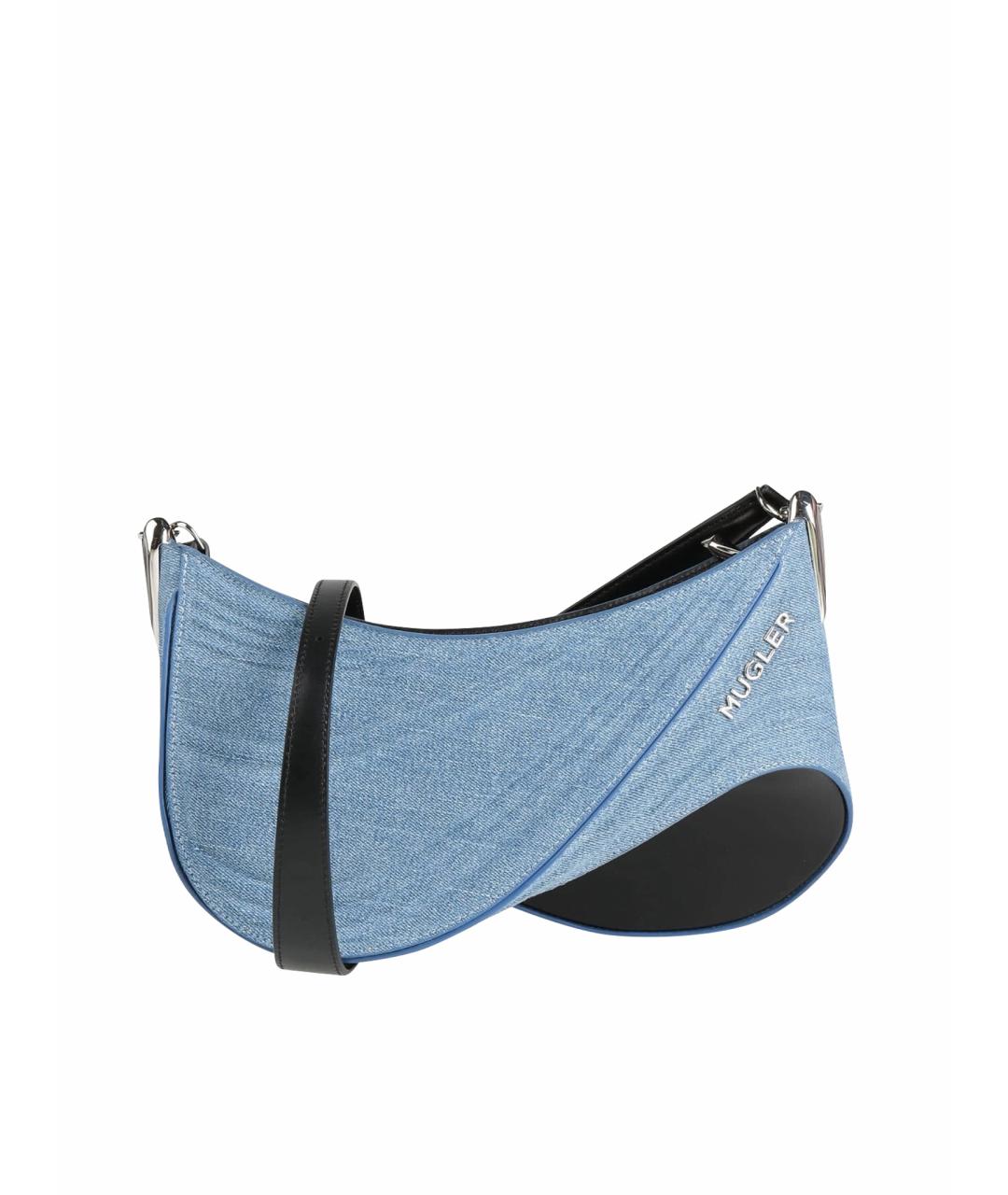 MUGLER Голубая тканевая сумка через плечо, фото 1
