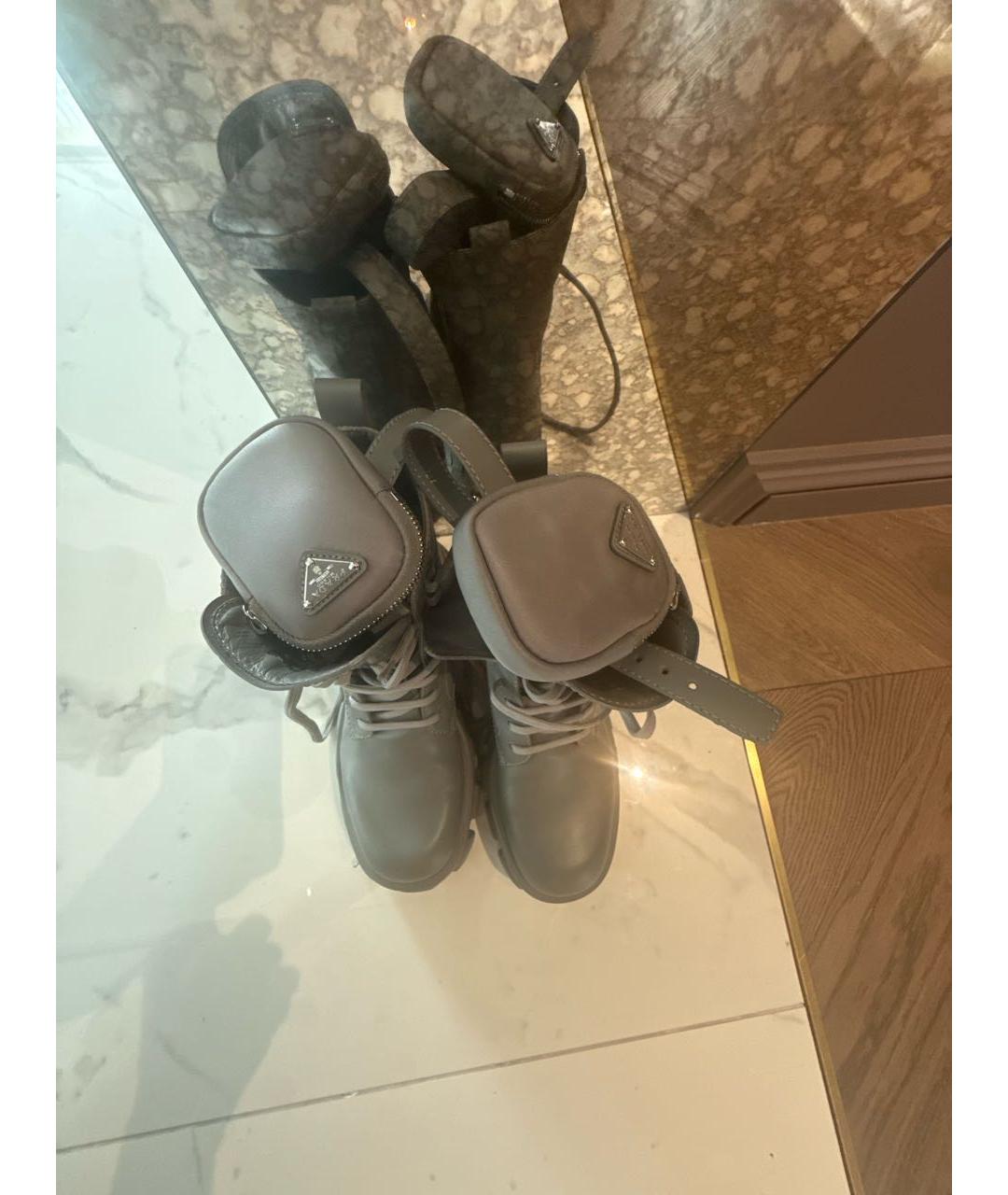 PRADA Антрацитовые кожаные ботинки, фото 3