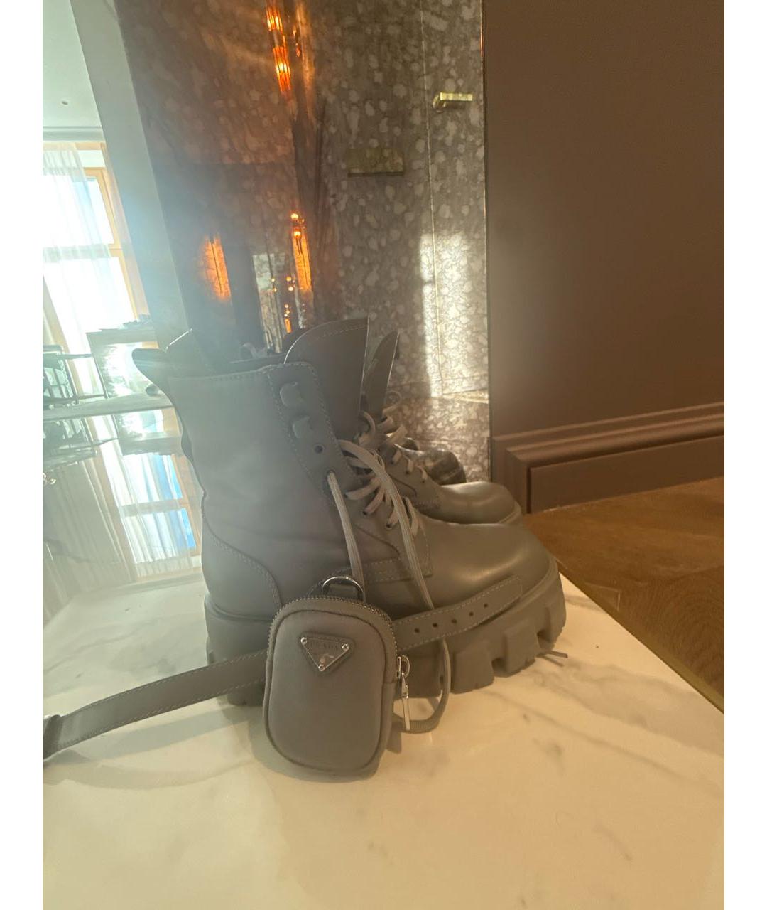 PRADA Антрацитовые кожаные ботинки, фото 5