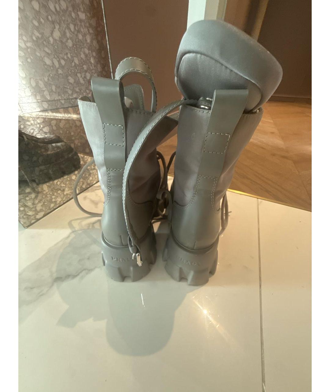 PRADA Антрацитовые кожаные ботинки, фото 4