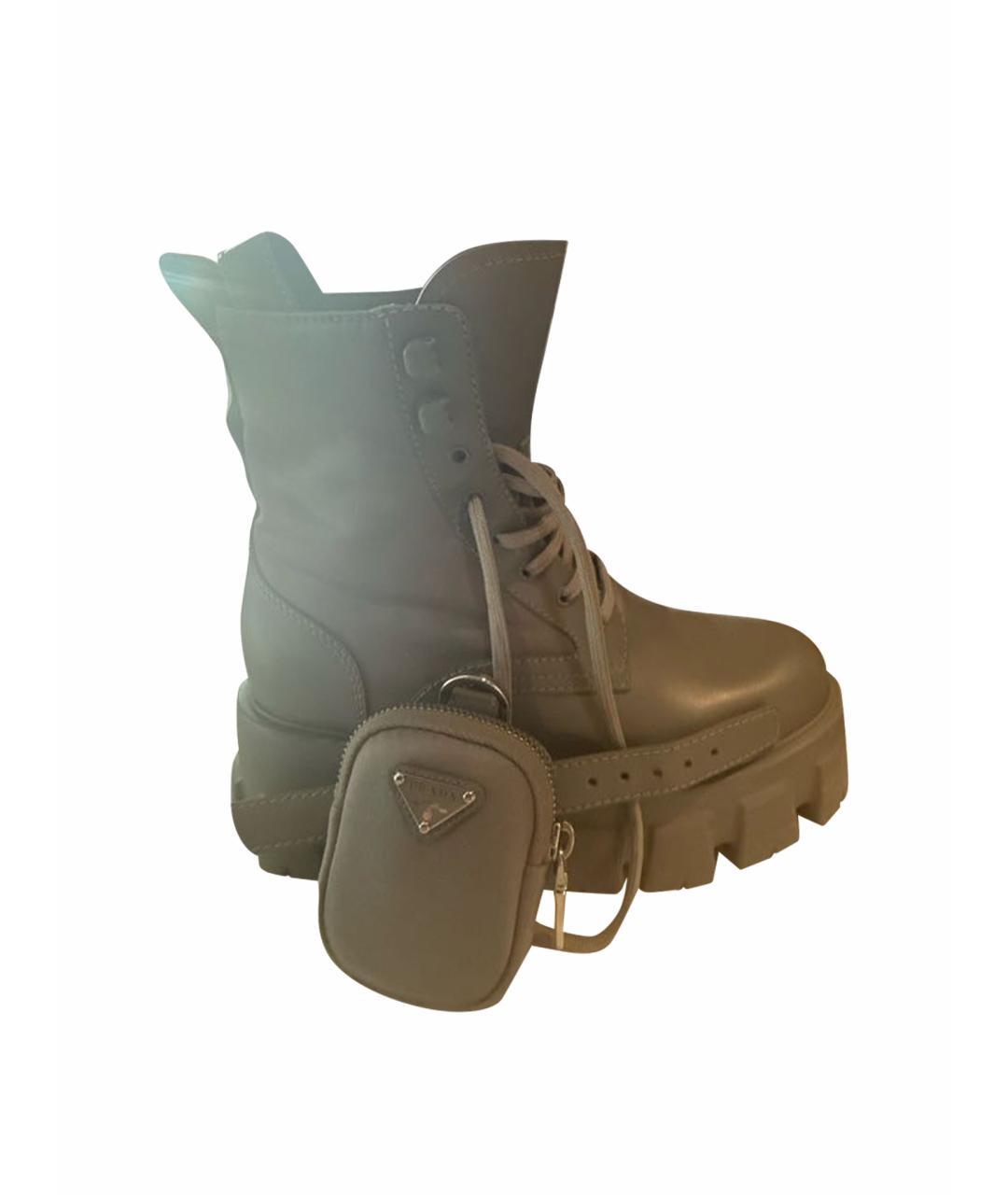 PRADA Антрацитовые кожаные ботинки, фото 1