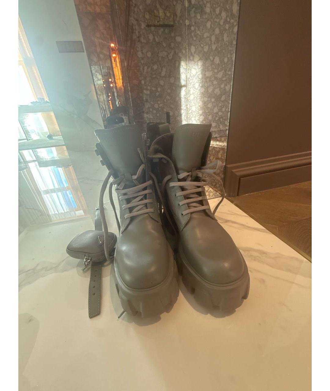 PRADA Антрацитовые кожаные ботинки, фото 2