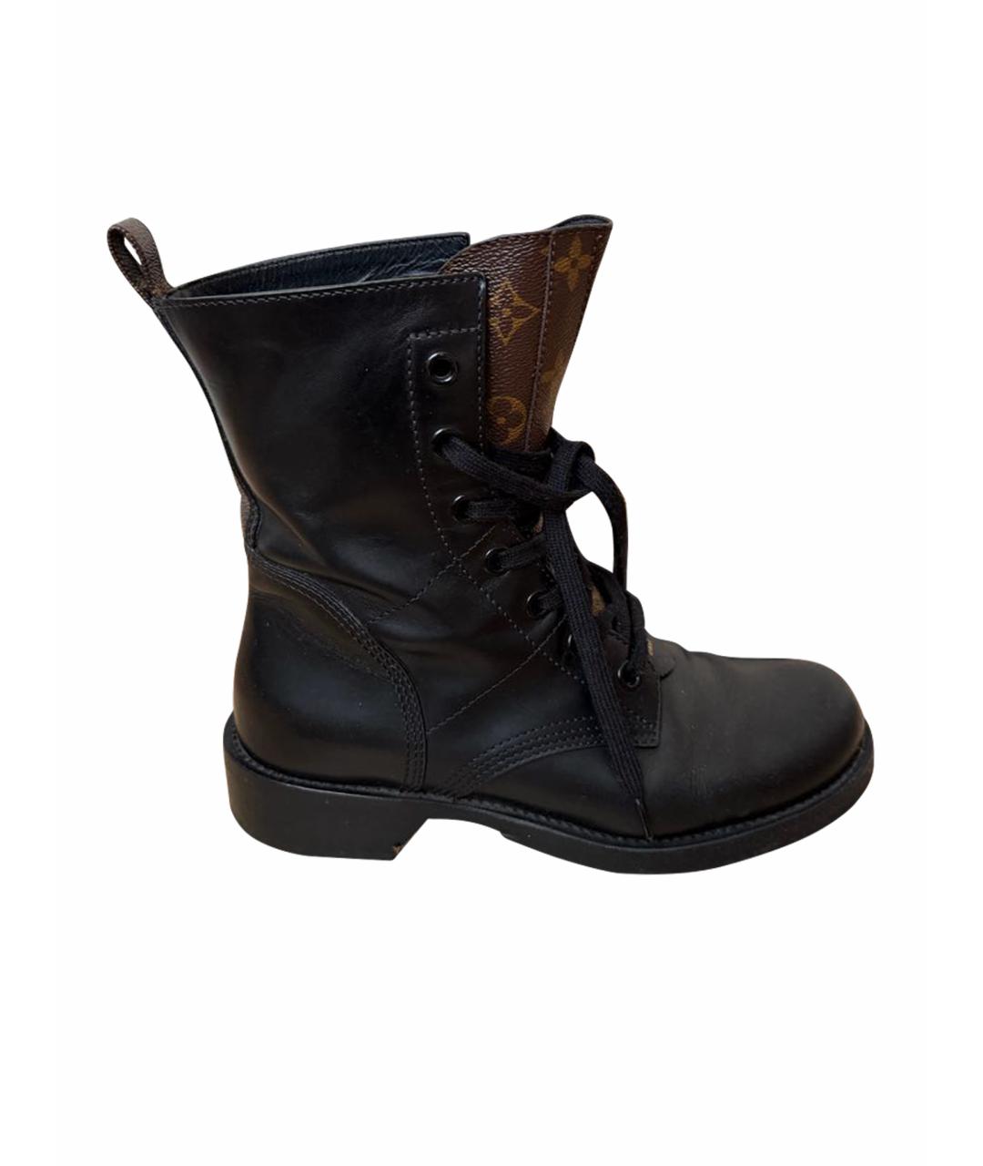 LOUIS VUITTON Черные кожаные ботинки, фото 1