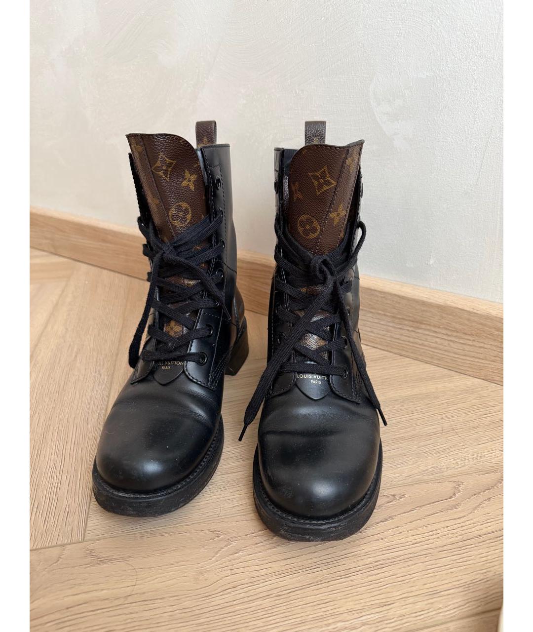LOUIS VUITTON Черные кожаные ботинки, фото 2