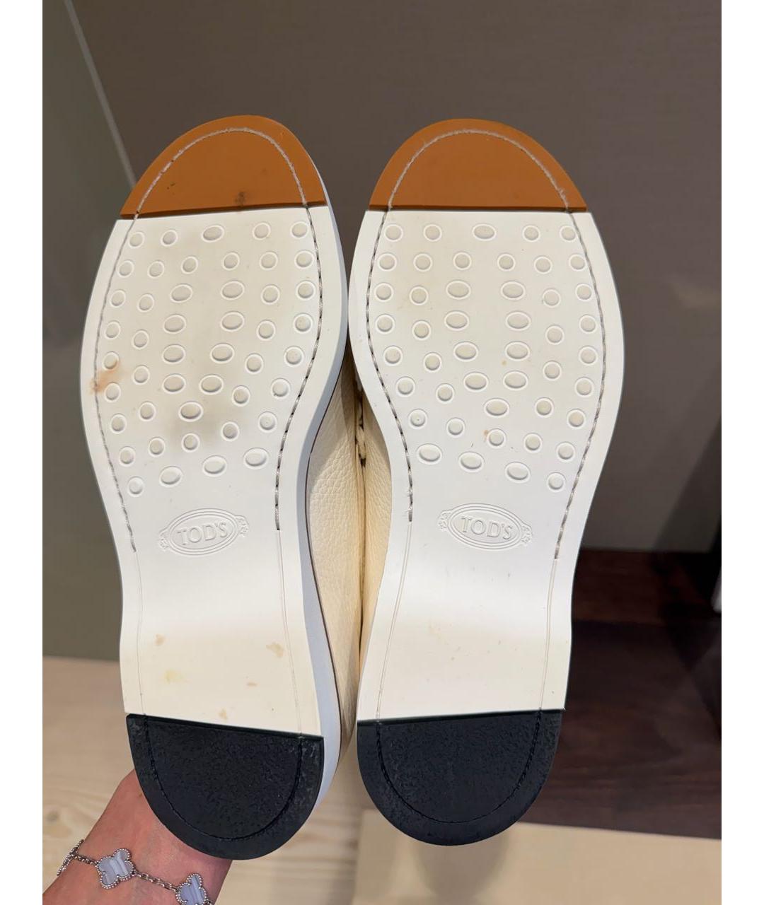 TOD'S Белые кожаные мокасины, фото 7