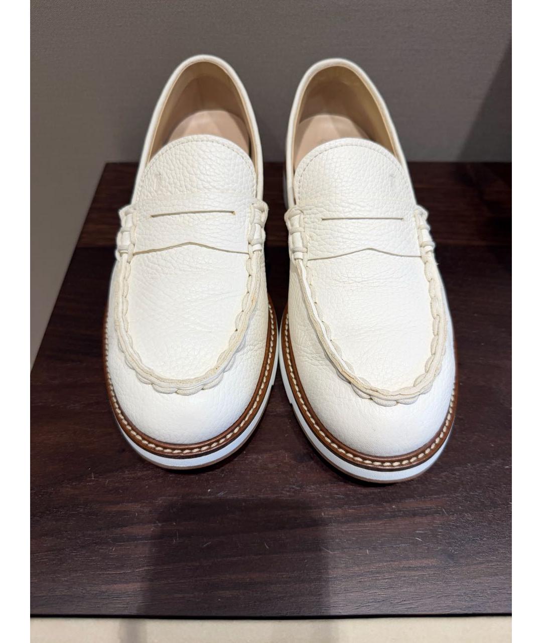 TOD'S Белые кожаные мокасины, фото 4