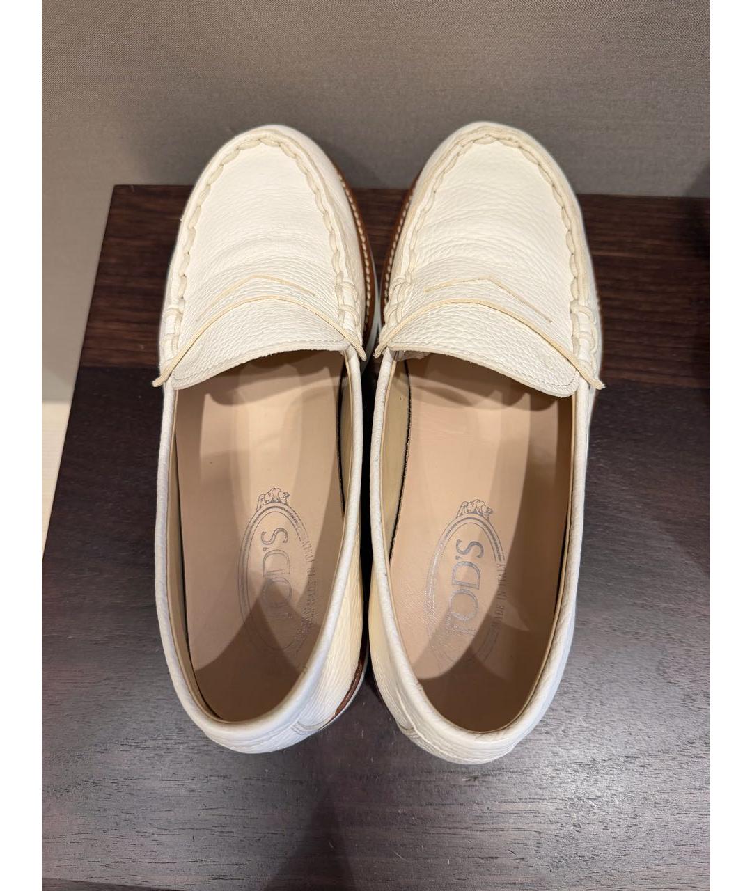 TOD'S Белые кожаные мокасины, фото 5