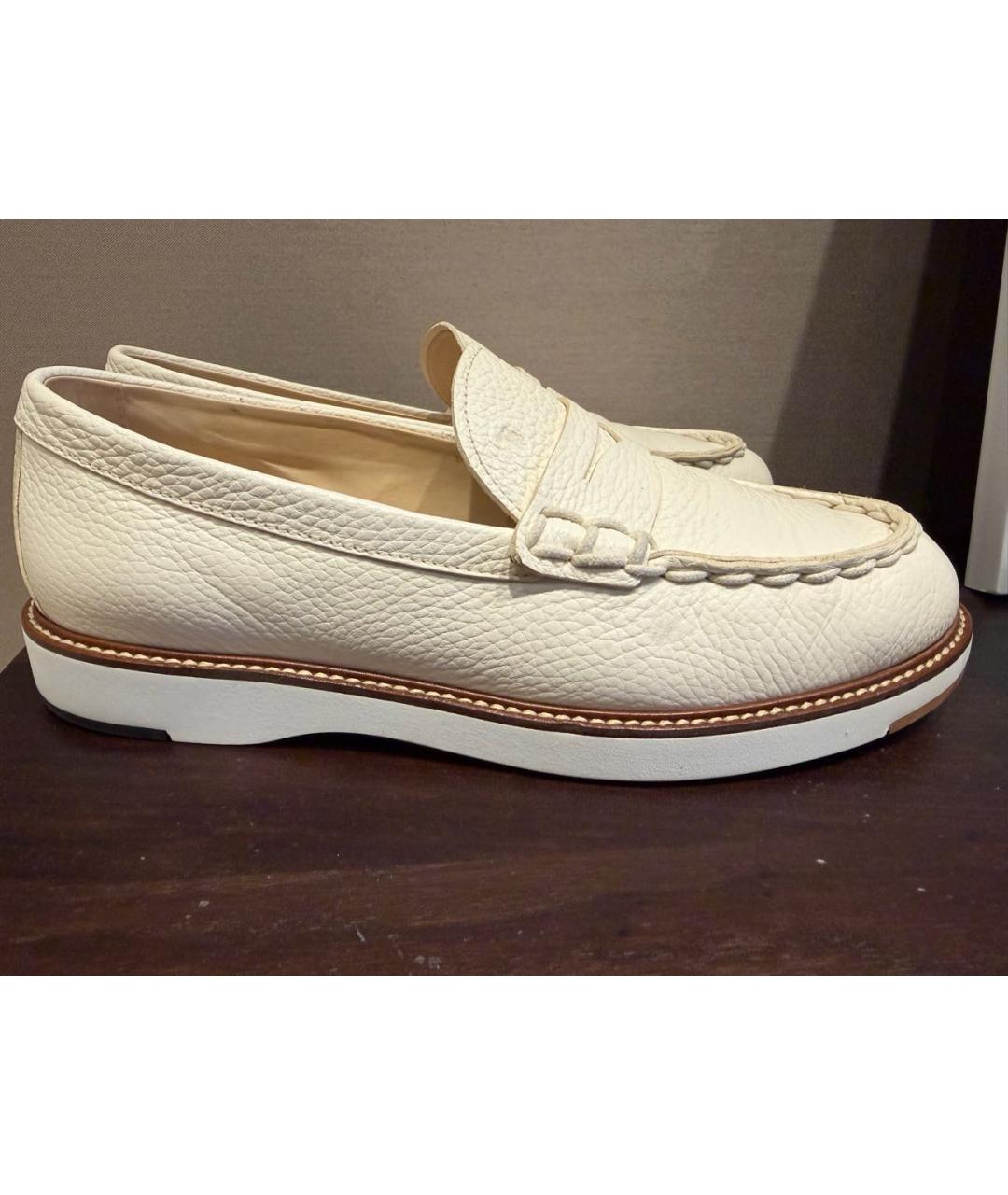 TOD'S Белые кожаные мокасины, фото 8
