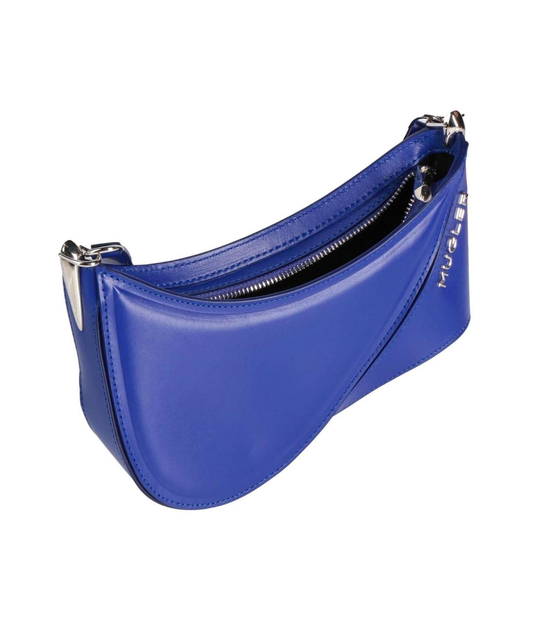 MUGLER Синяя кожаная сумка через плечо, фото 2