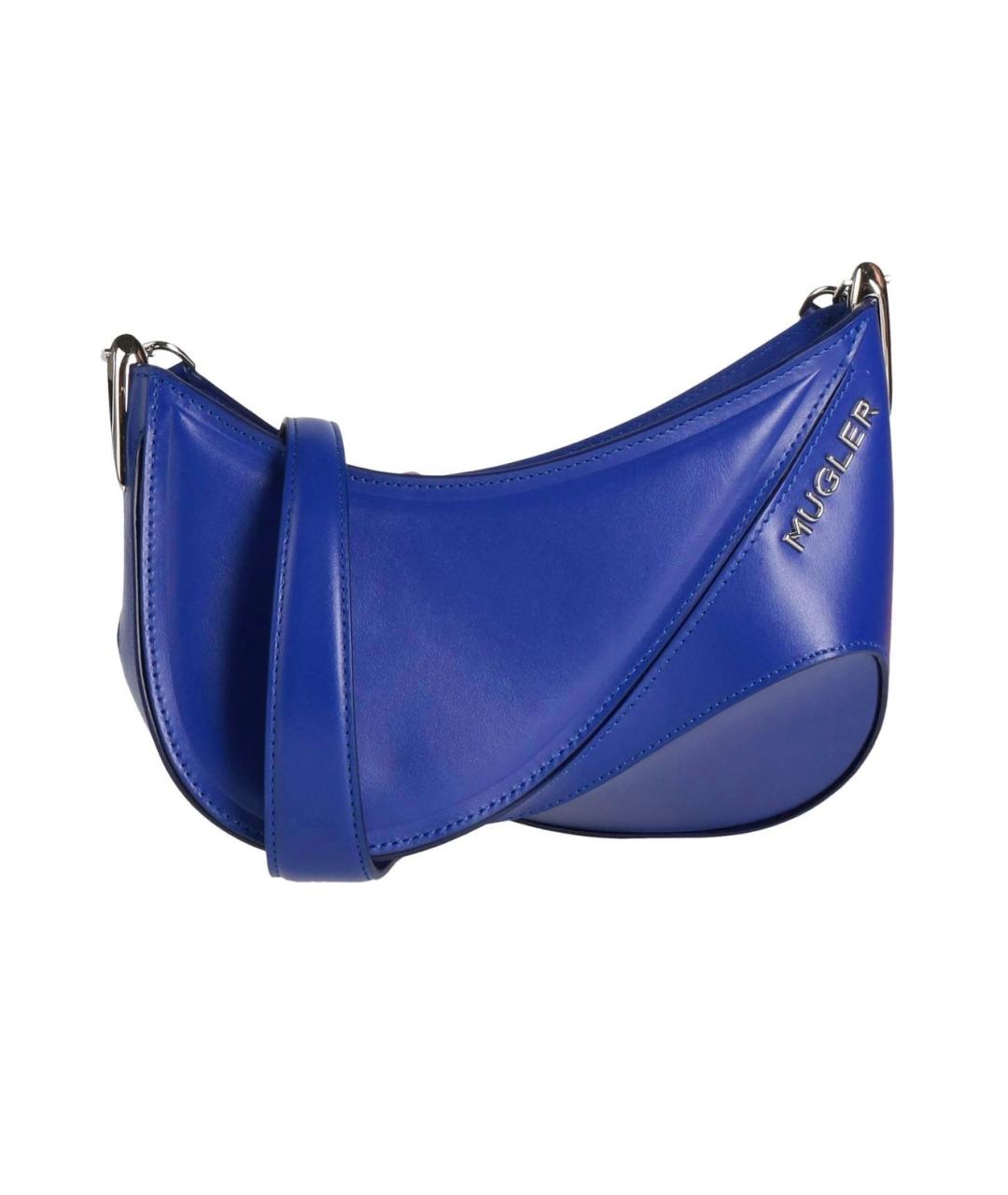 MUGLER Синяя кожаная сумка через плечо, фото 4