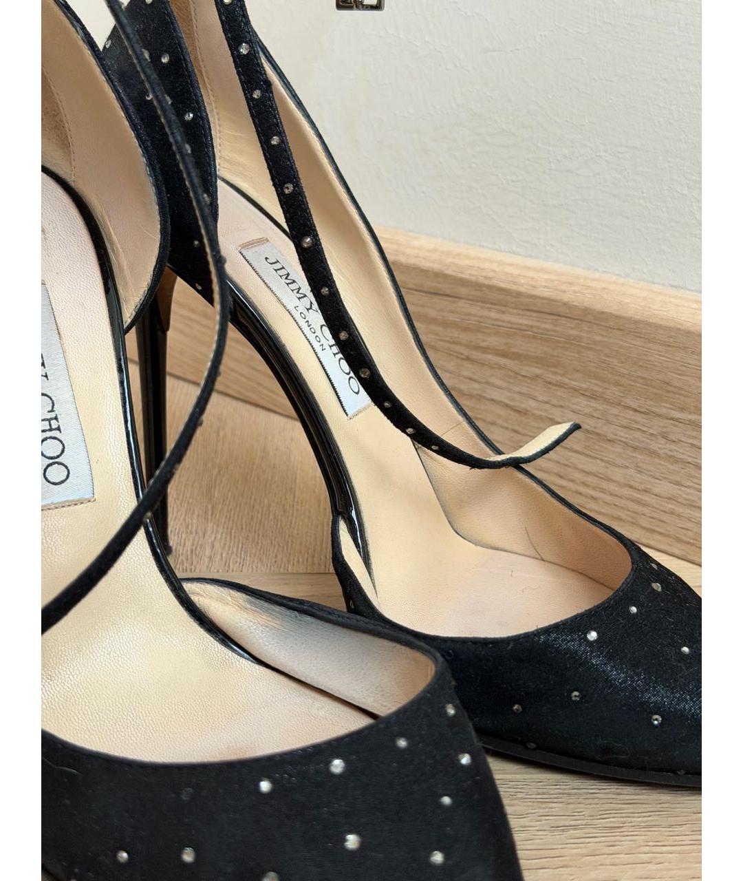 JIMMY CHOO Черные бархатные туфли, фото 2