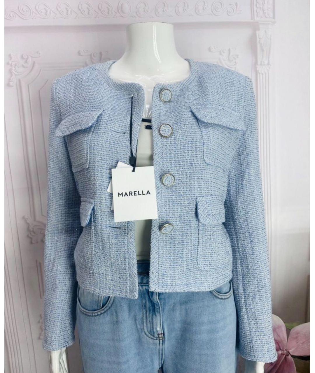 MARELLA Голубой хлопковый жакет/пиджак, фото 6