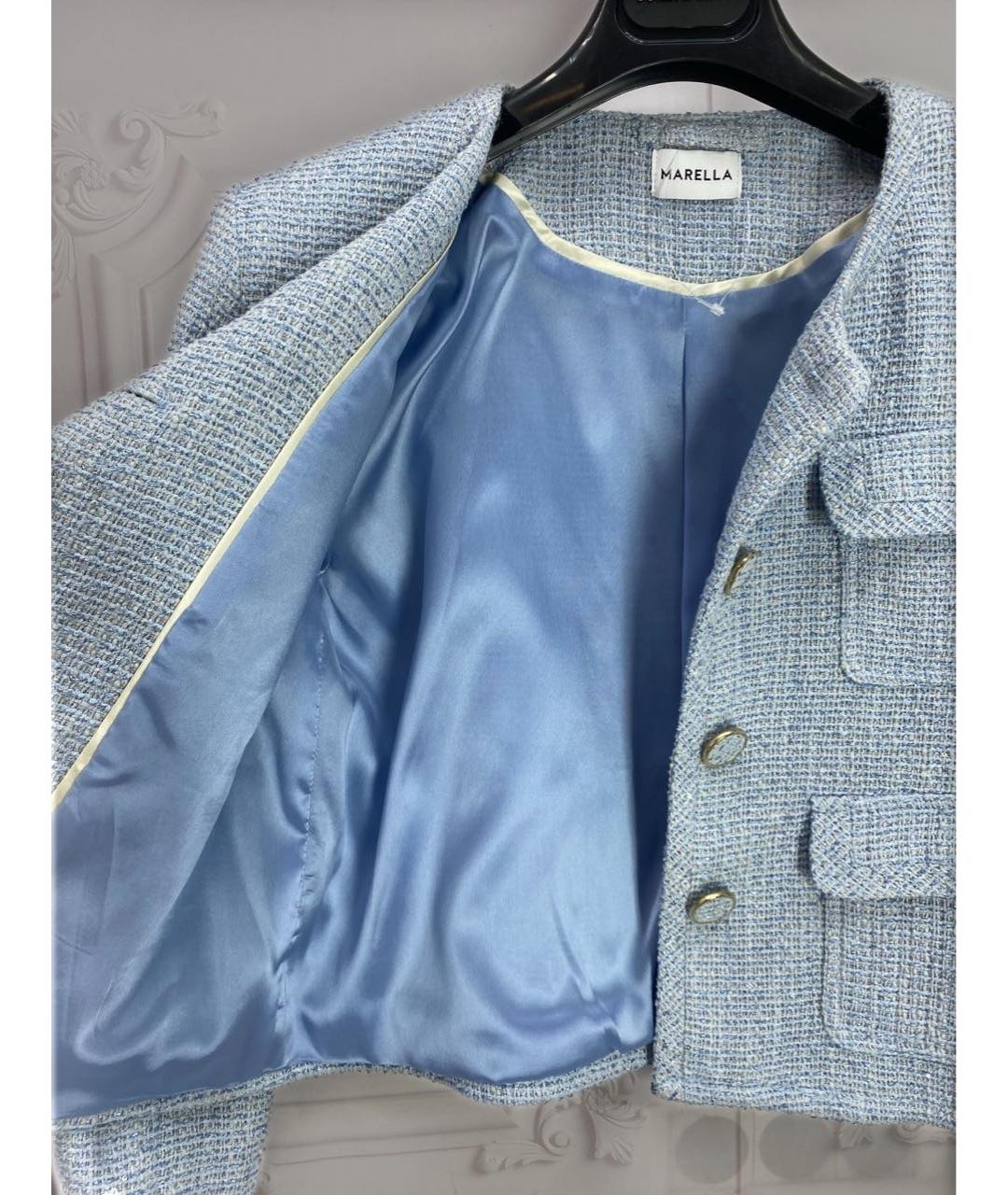 MARELLA Голубой хлопковый жакет/пиджак, фото 4