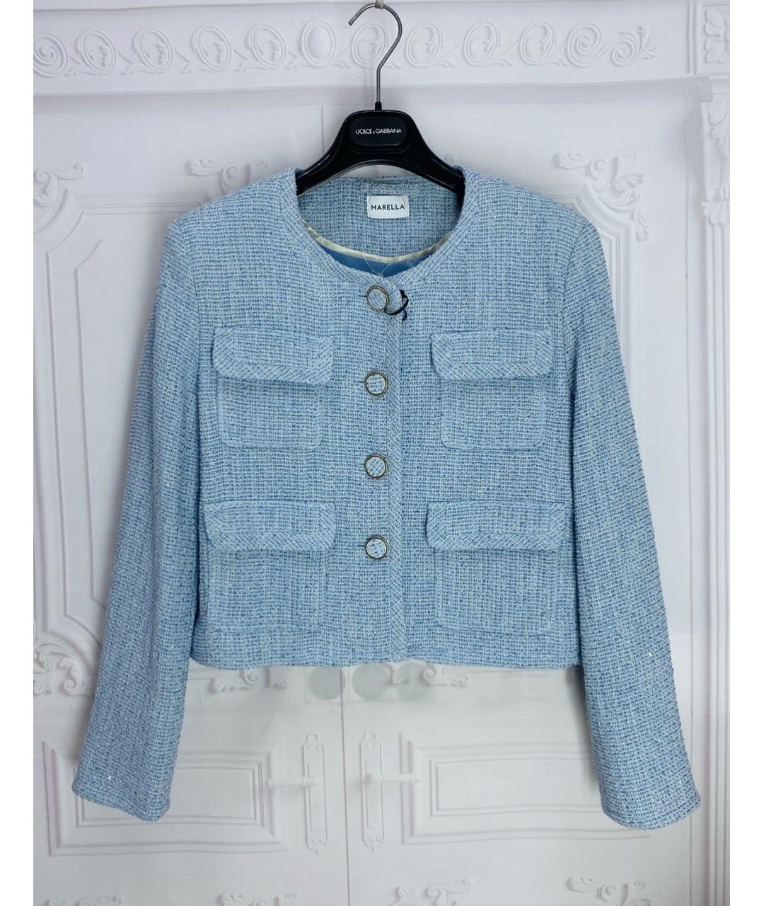 MARELLA Голубой хлопковый жакет/пиджак, фото 8