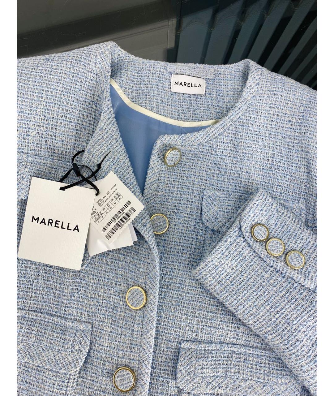 MARELLA Голубой хлопковый жакет/пиджак, фото 3