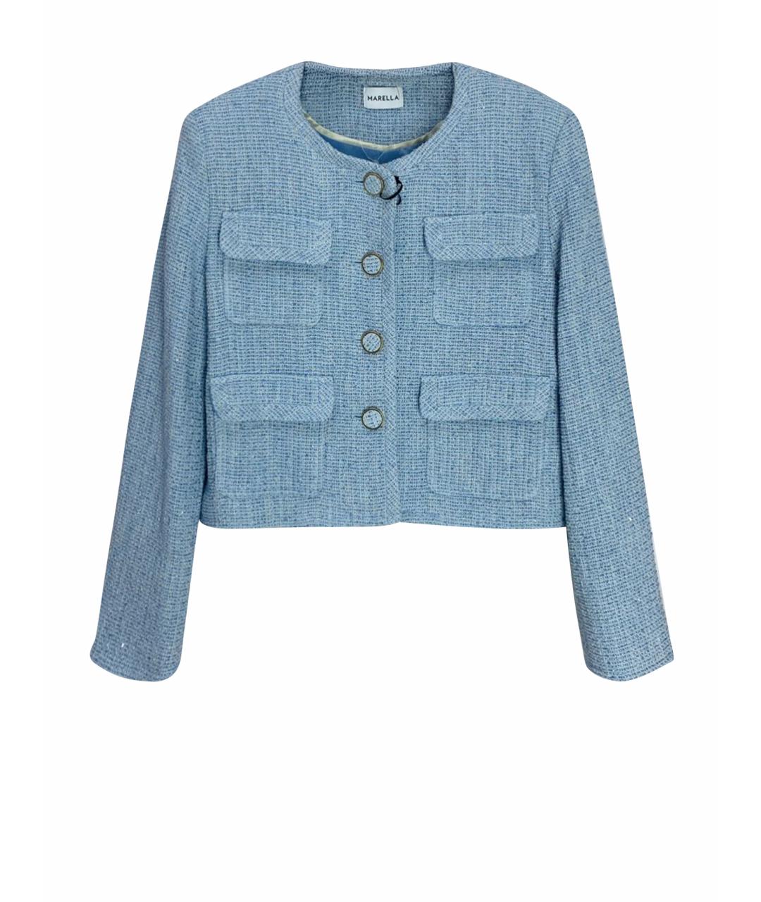 MARELLA Голубой хлопковый жакет/пиджак, фото 1