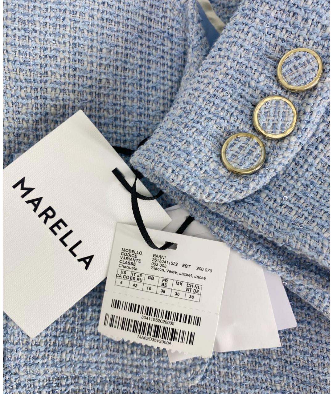 MARELLA Голубой хлопковый жакет/пиджак, фото 5