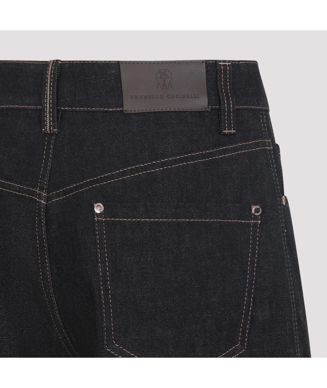BRUNELLO CUCINELLI Черные хлопковые прямые джинсы, фото 4