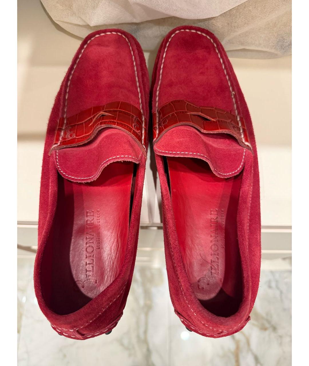 BILLIONAIRE Красные замшевые мокасины, фото 3