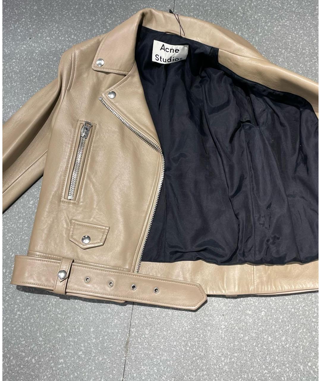 ACNE STUDIOS Бежевая кожаная куртка, фото 5