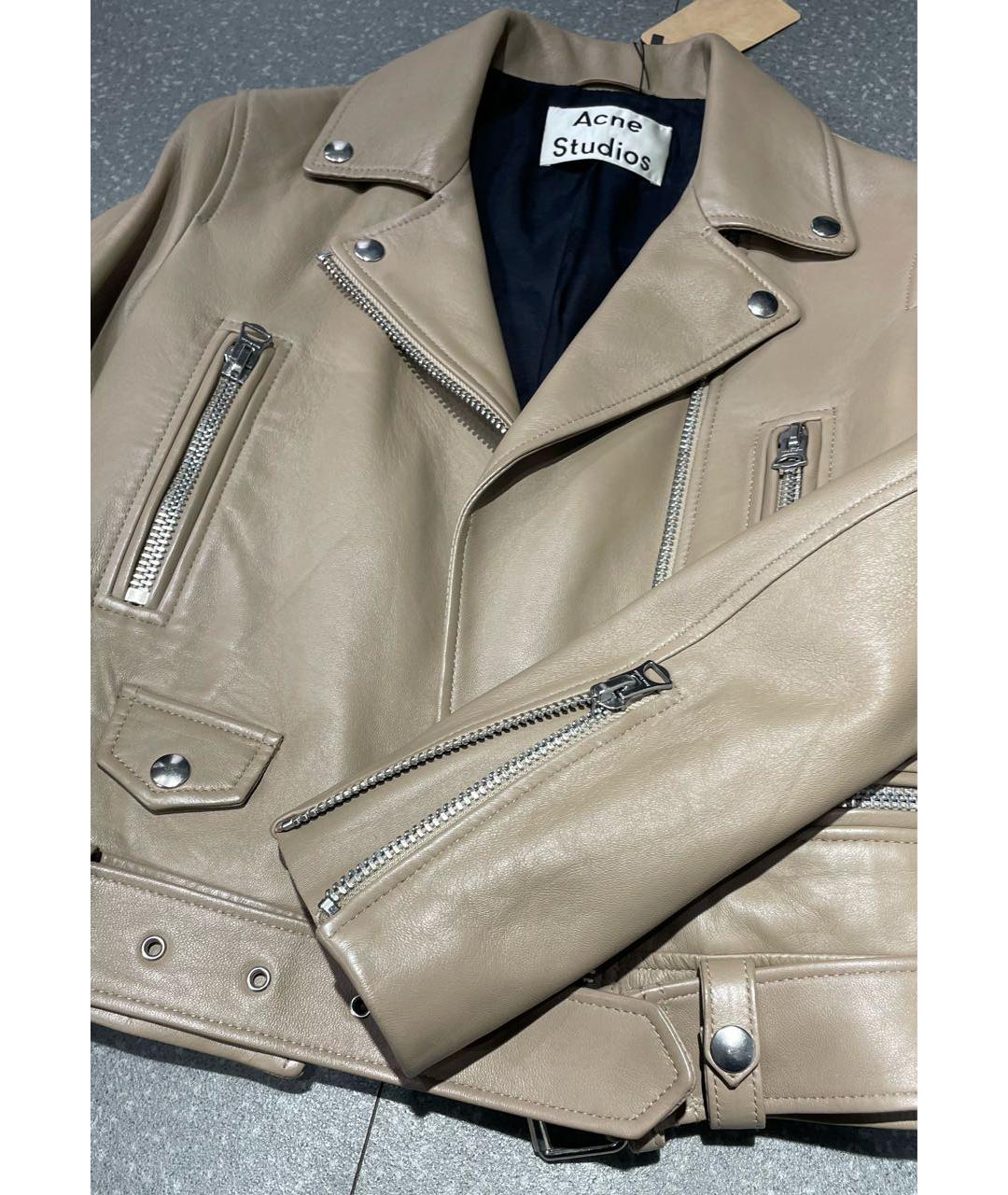 ACNE STUDIOS Бежевая кожаная куртка, фото 4