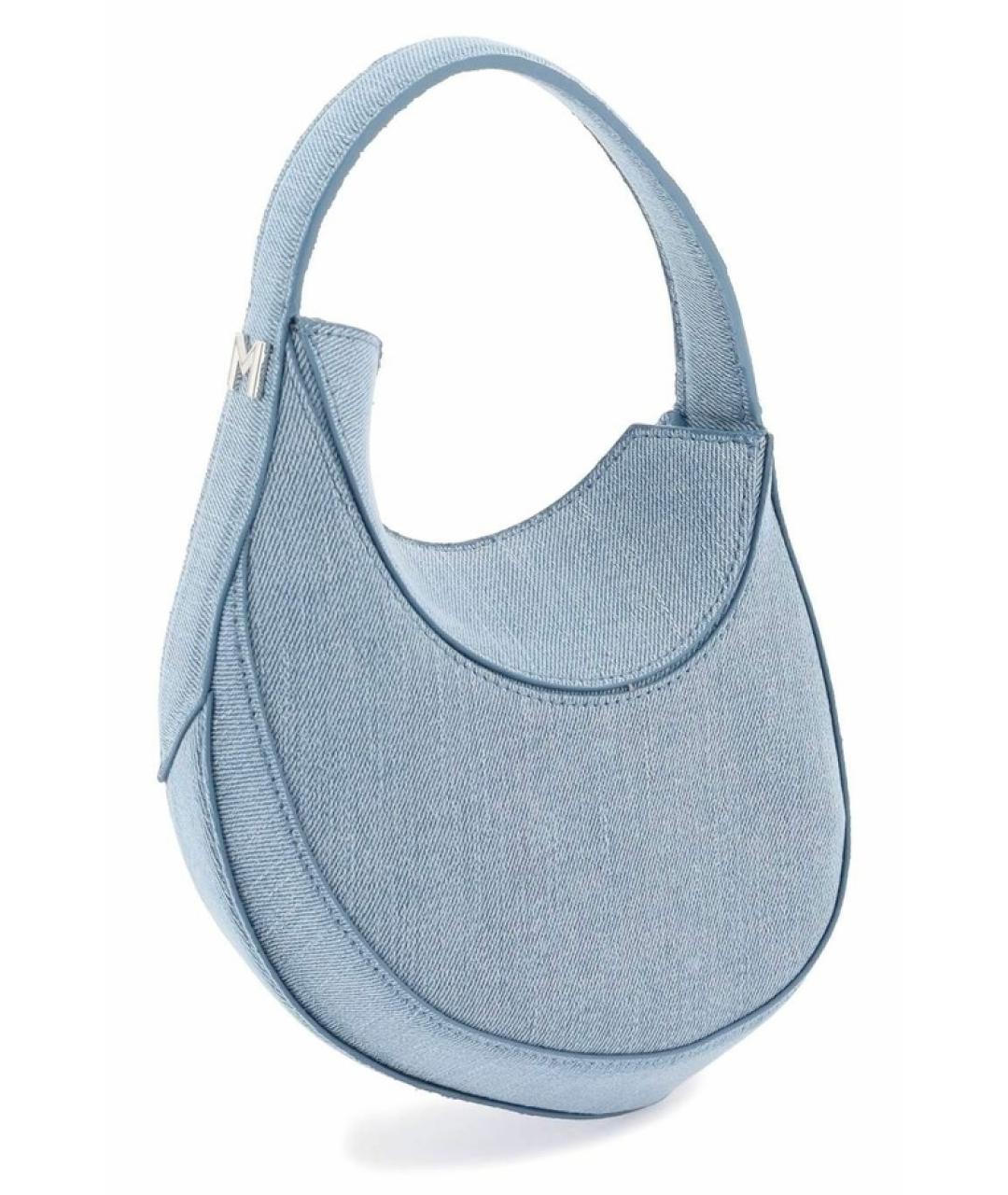MUGLER Голубая тканевая сумка с короткими ручками, фото 5