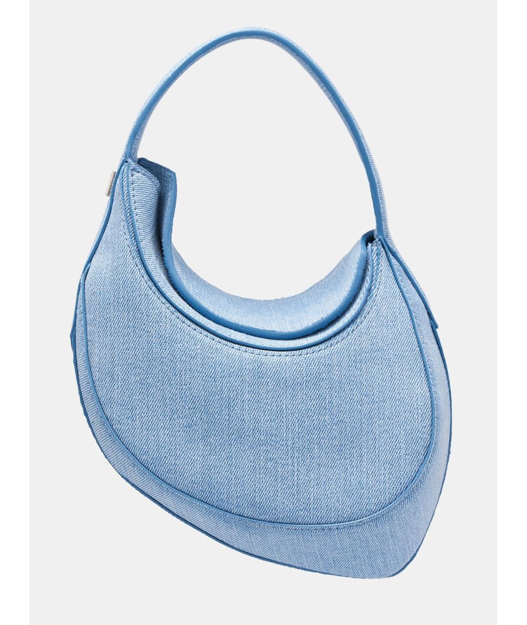 MUGLER Голубая тканевая сумка с короткими ручками, фото 10