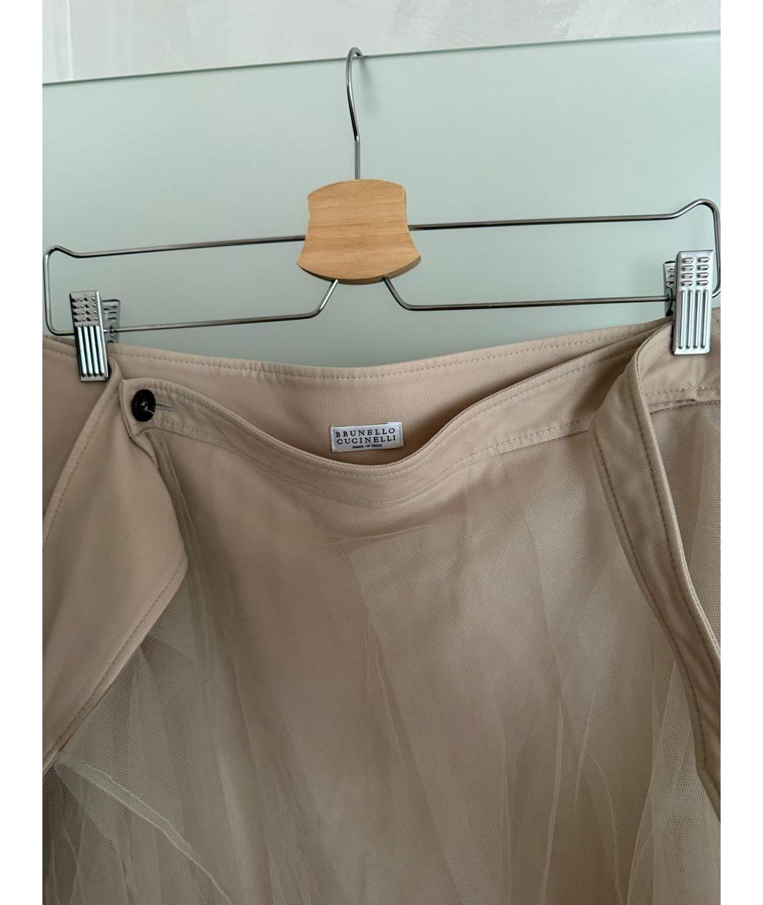 BRUNELLO CUCINELLI Бежевая кружевная юбка миди, фото 3