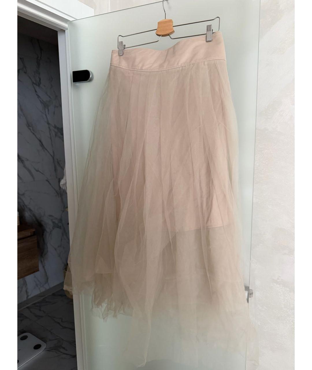 BRUNELLO CUCINELLI Бежевая кружевная юбка миди, фото 2