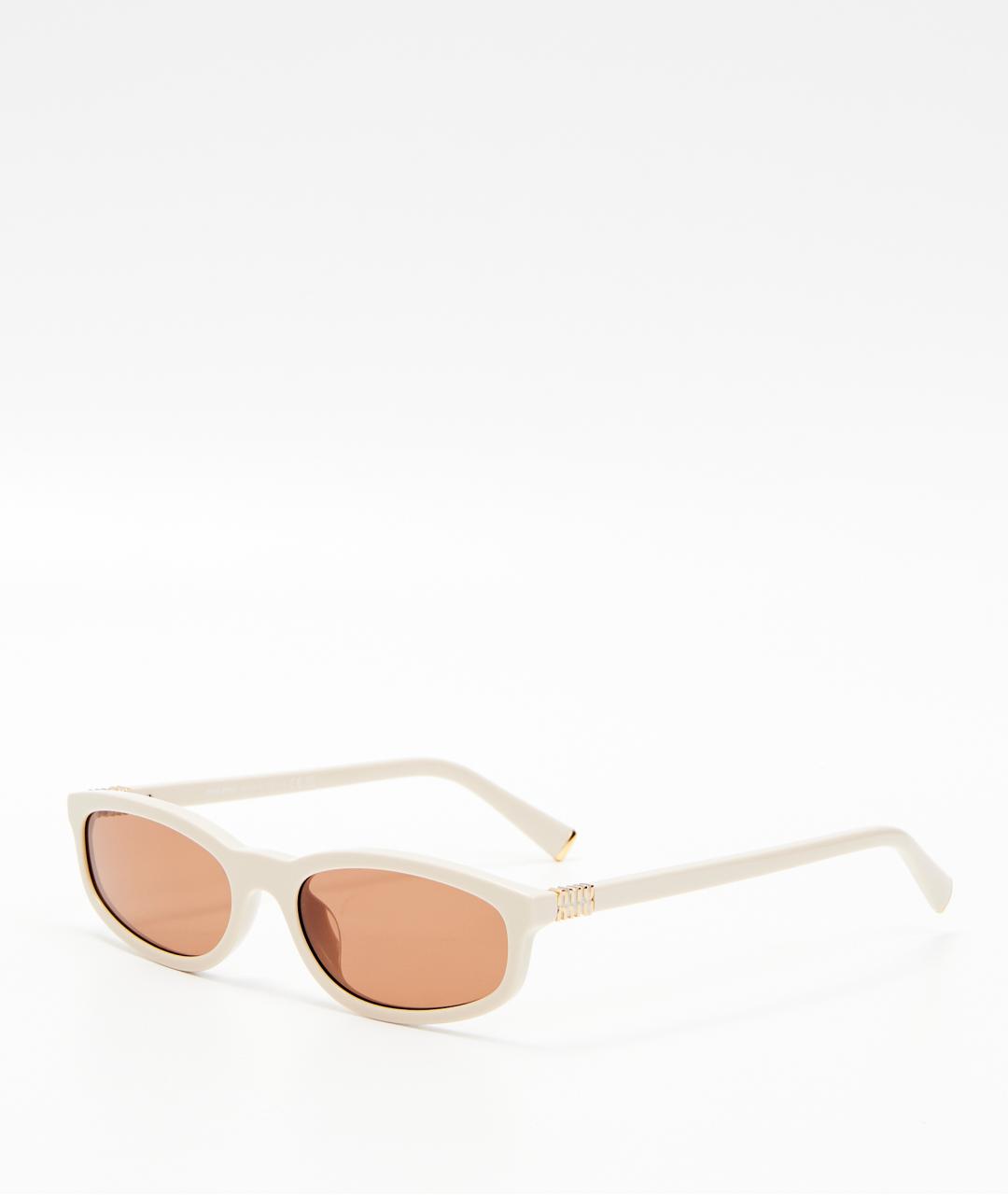 MIU MIU Бежевые пластиковые солнцезащитные очки, фото 2