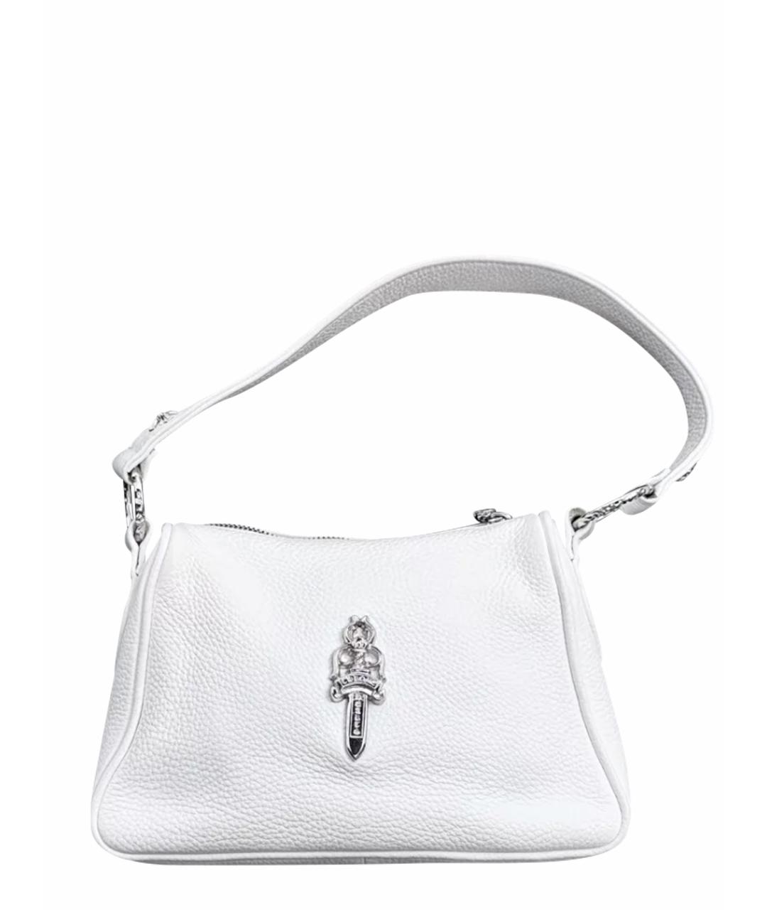 CHROME HEARTS Белая кожаная сумка с короткими ручками, фото 1