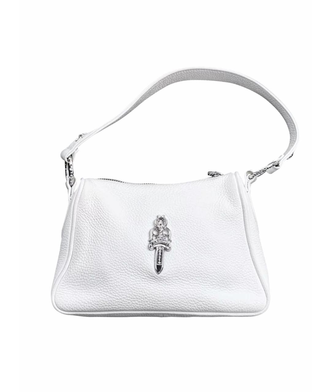 CHROME HEARTS Белая кожаная сумка с короткими ручками, фото 4